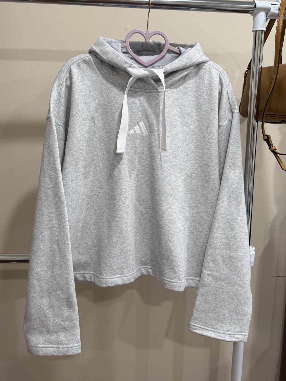 adidas Women’s Gray Cropped Hoodie Sweatshirt Size M 3-Stripes